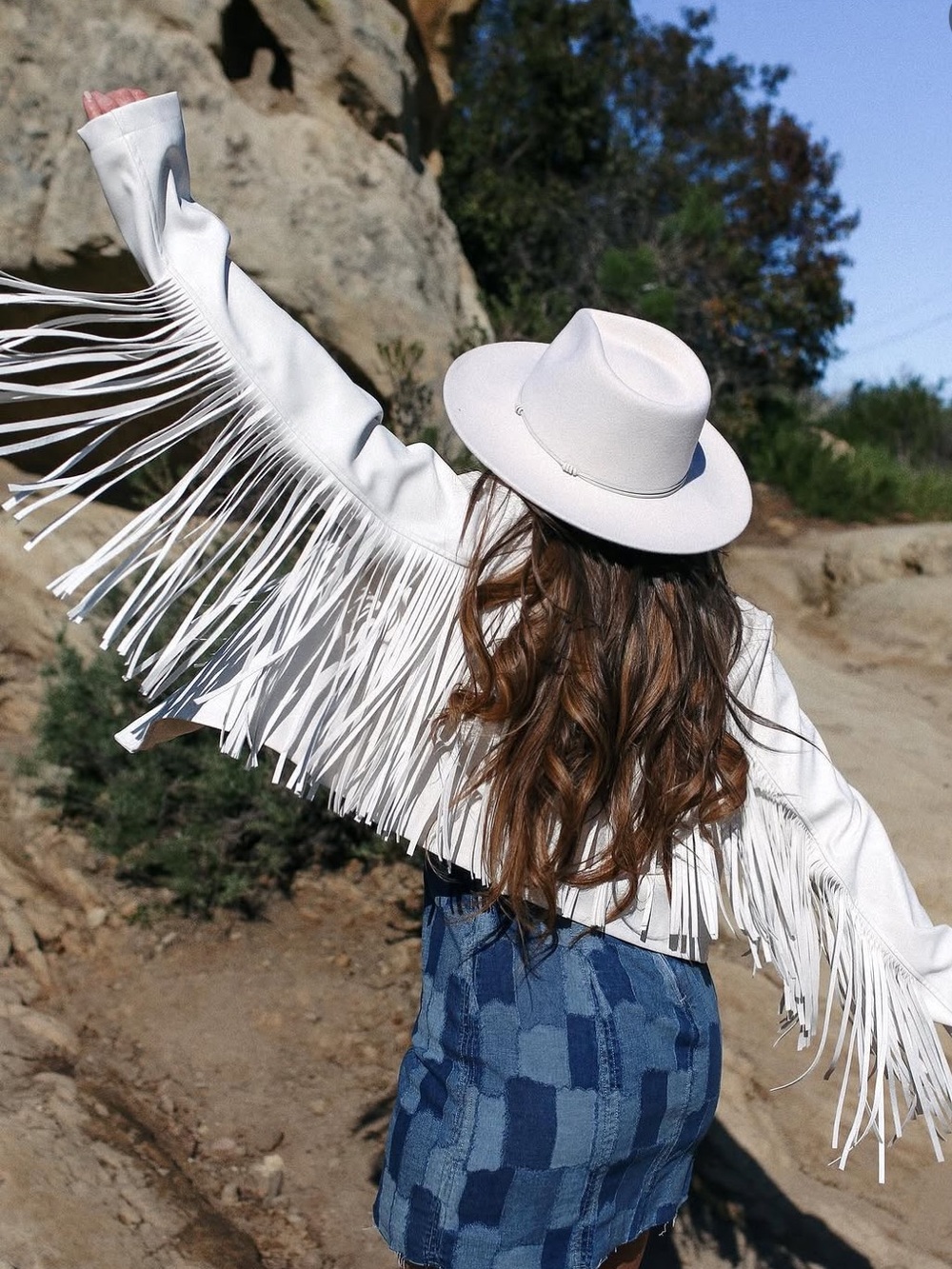 White Fringe faux Jacket with Matching